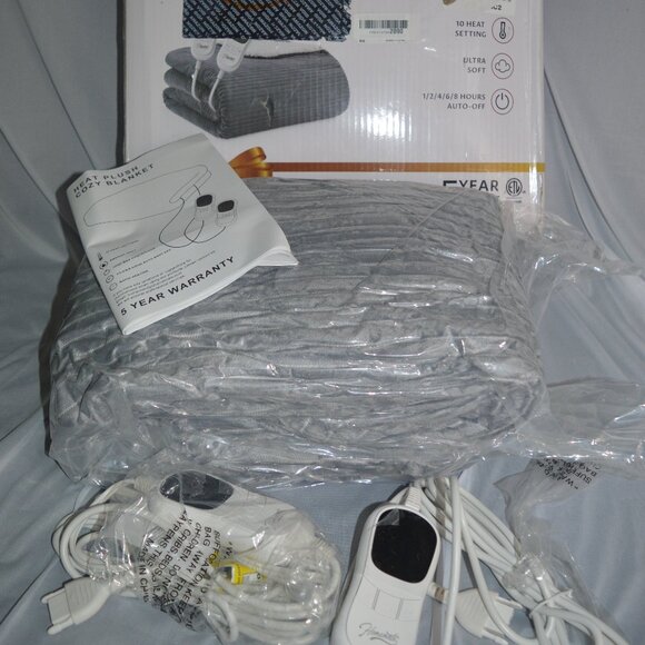 New dual remote heated blanket Queen 84x90 ultra soft 10 heat settings - Picture 1 of 3